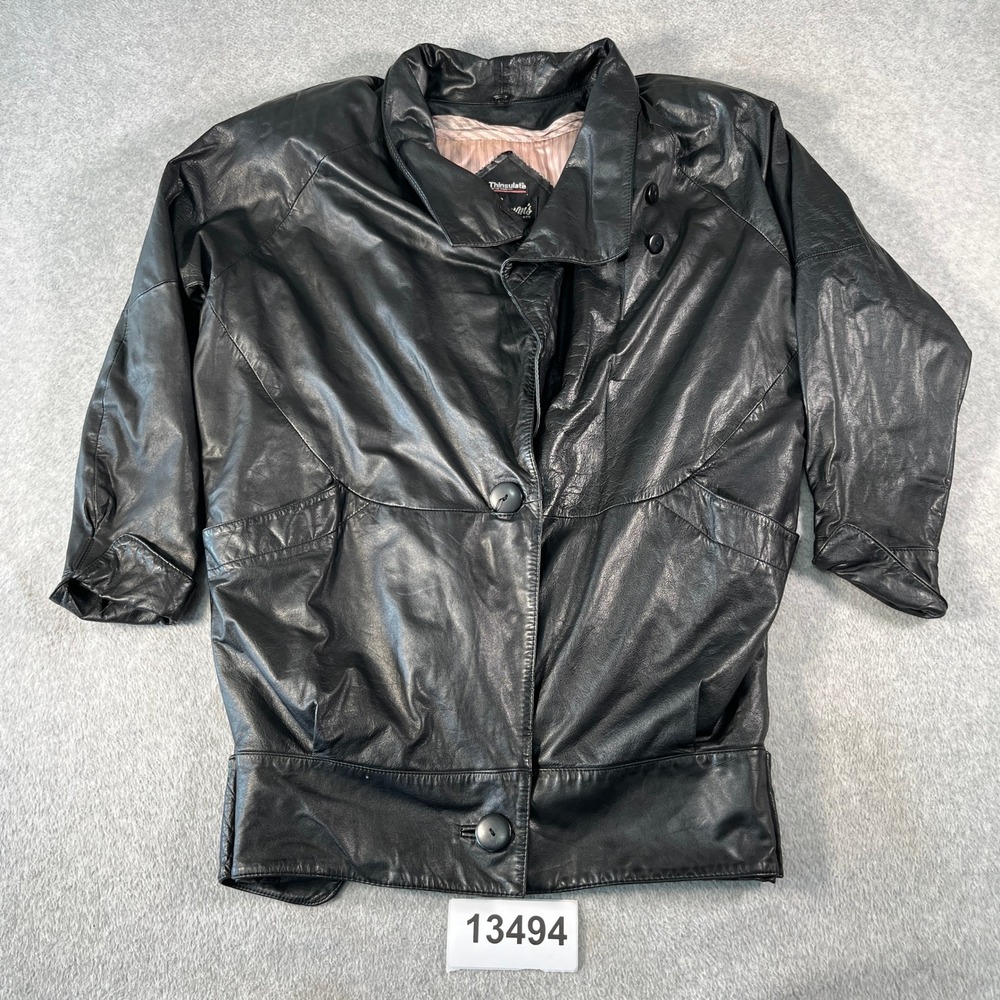 Berman's Leather Jacket Women XS Black Good Vintage Thinsulate Insulated 80s